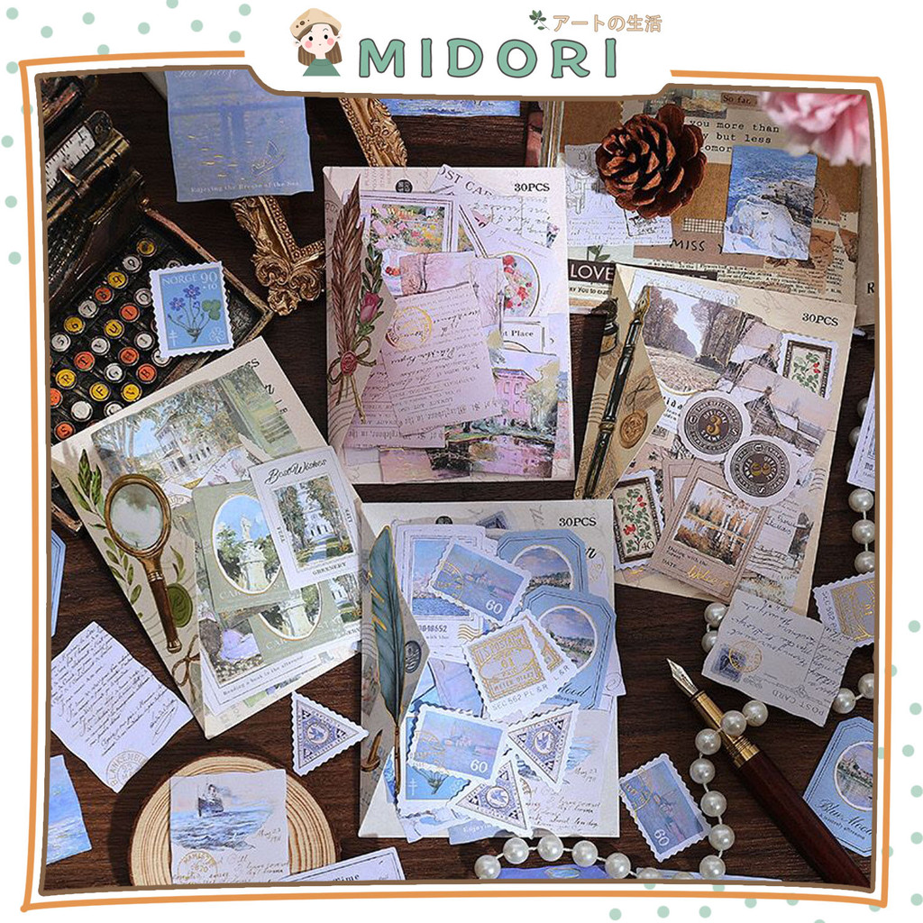 

[MIDORI] 30Pcs STICKER LETTER FROM BREEZE Sticker Collage Decor Jurnal Stiker Hias Diary Scrapbook - B0529