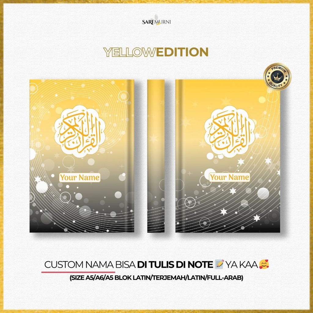 Sari Murni Jakarta - Alquran Custom Nama Terjemahan Perkata Latin A5 A6 Yellow Edition SM-044