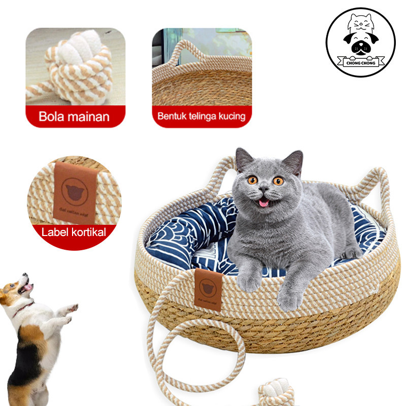 ChongChong - Tempat Tidur Kucing Tempat Tidur Anjing Tempat Tidur Tempat Tidur Kucing Rotan Hemat