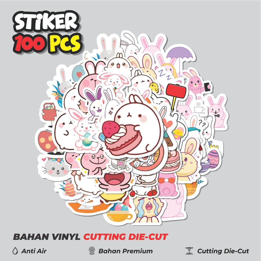 

Terbaru! 50 pcs Sticker Hewan Kelinci Dekorasi Lucu Kreatif untuk Notebook, Skateboard, HP