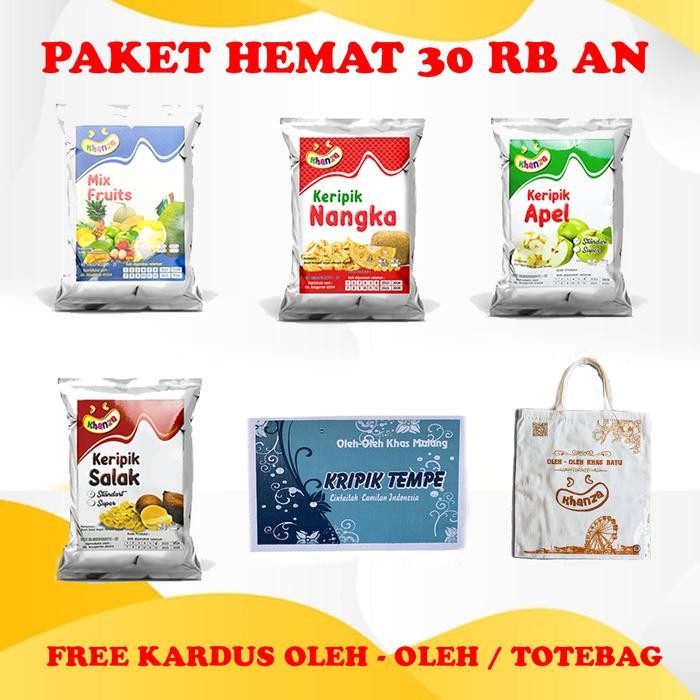 

PAKET KRIPIK BUAH 30 RIBUAN NANGKA APEL SALAK PISANGCOKLAT FREE KARDUS OLEH-OLEH Camilan Coklat