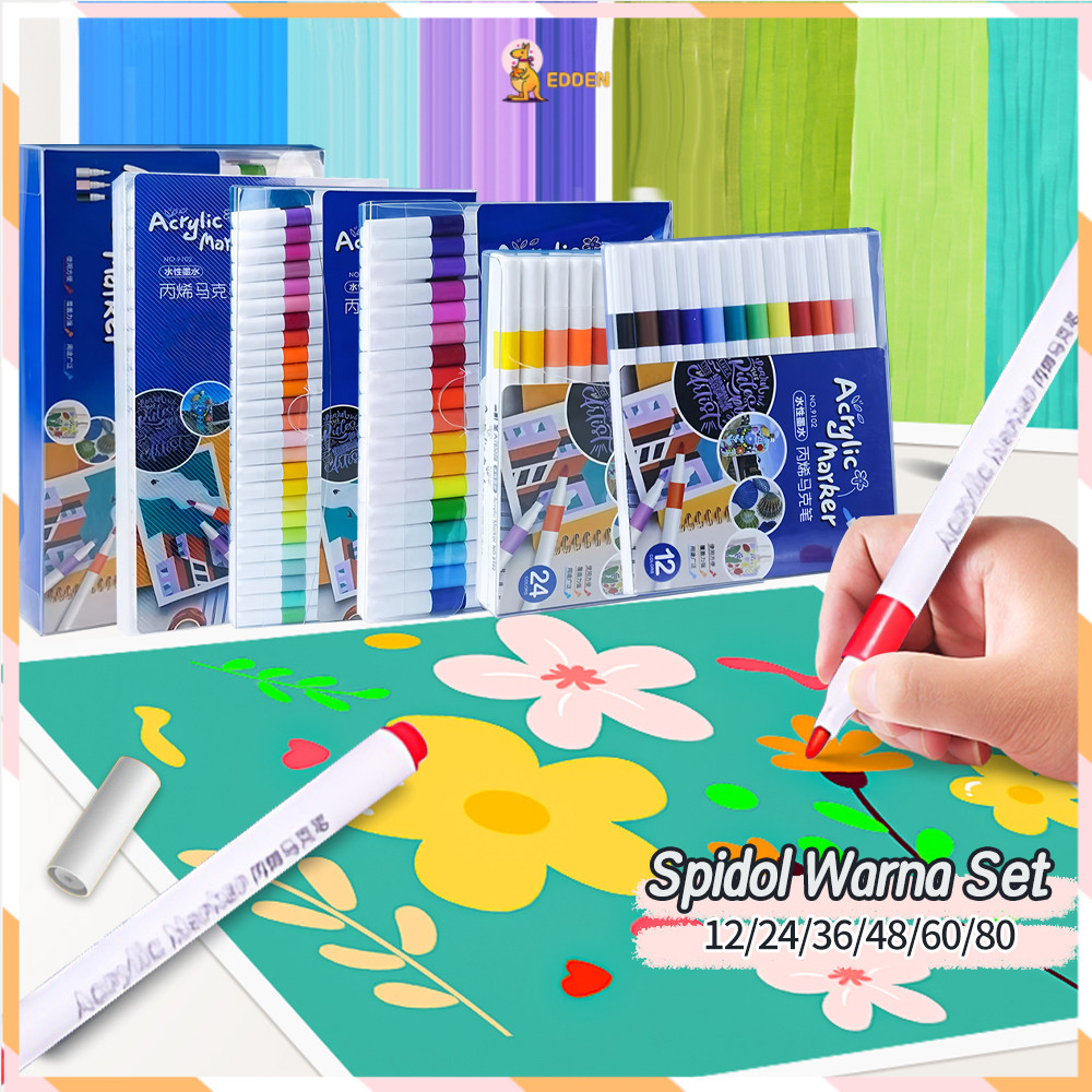 

​​Edden​​ Acrylic Marker Painter Spidol Akrilik Set DIY Painting Spidol Warna Seni Edukasi Anak