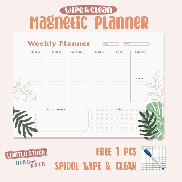 

AHHA Daily Planner magnetic weekly planner magnet tropical (free sipdol) - tropical, 20x30cm