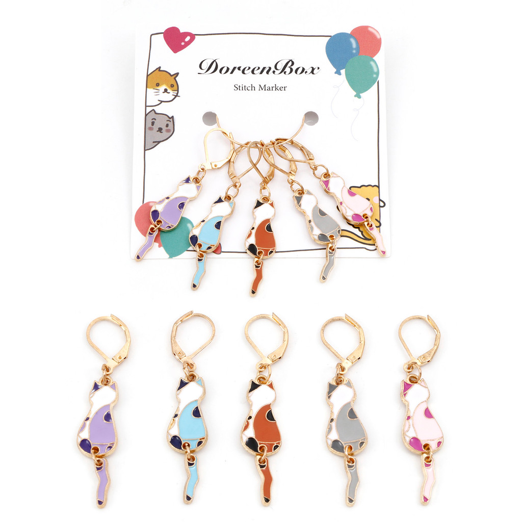 

Cute Multicolor Cartoon Cat Knitting Stitch Markers Crochet Latch For DIY Craft Kits Needle Clip Removable Knitting Tools,1Set