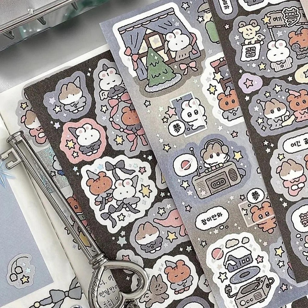

Korean Cute Cartoon Graffiti Bear Rabbit Stickers Ins Guka Handbook DIY Creative Stickers Diy Decoration Material