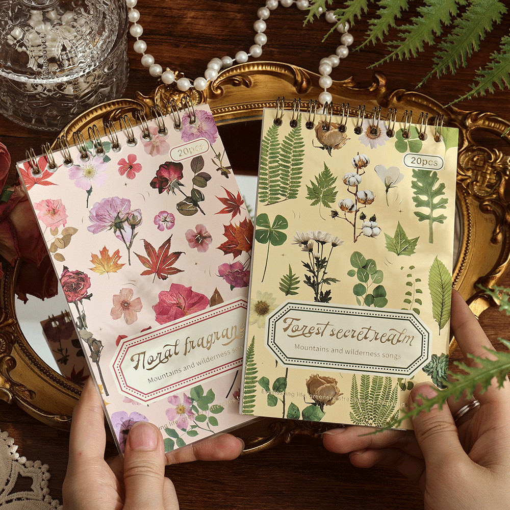 

20 Sheets Vintage Plant Floral Waterproof Scrapbooking Stickers Book Transparent Decorative Aesthetic Stickers Journal Supplies