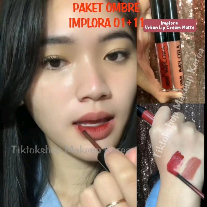 Set Ombre Lipstik Implora Red Gala & Hazelnude - Ombrelips - Paket Ombre Lipcream Lipstick lip cream