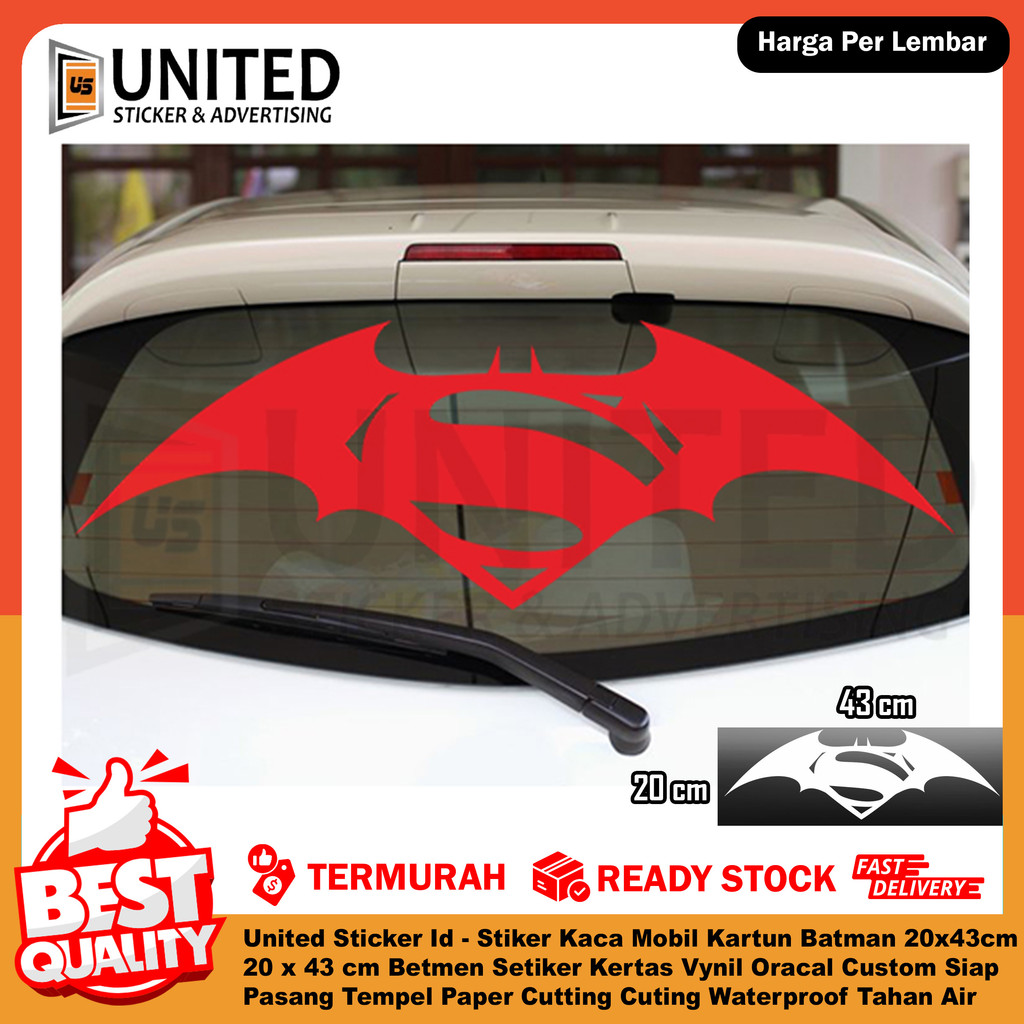United Sticker Id - Stiker Kaca Mobil Kartun Batman 20x43cm 20 43 cm Betmen Setiker Kertas Vynil Ora