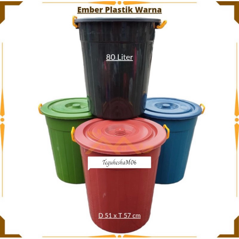 Ember Air Plastik + Tutup 80 Liter Warna / Ember Plastik Besar Jumbo / Ember / Bak