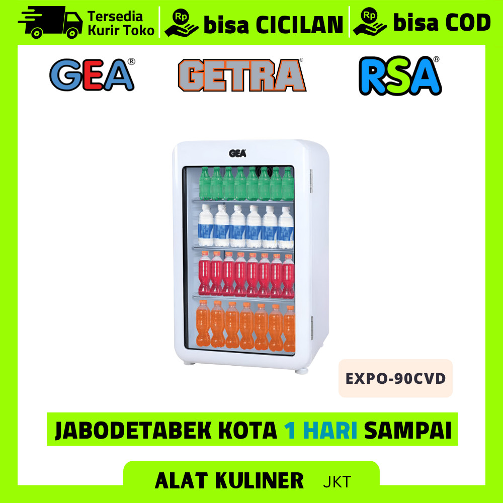 Display Beku mini Gea Expo-90CVD Showcase Freezer Mini Kaca Lengkung 90 Liter