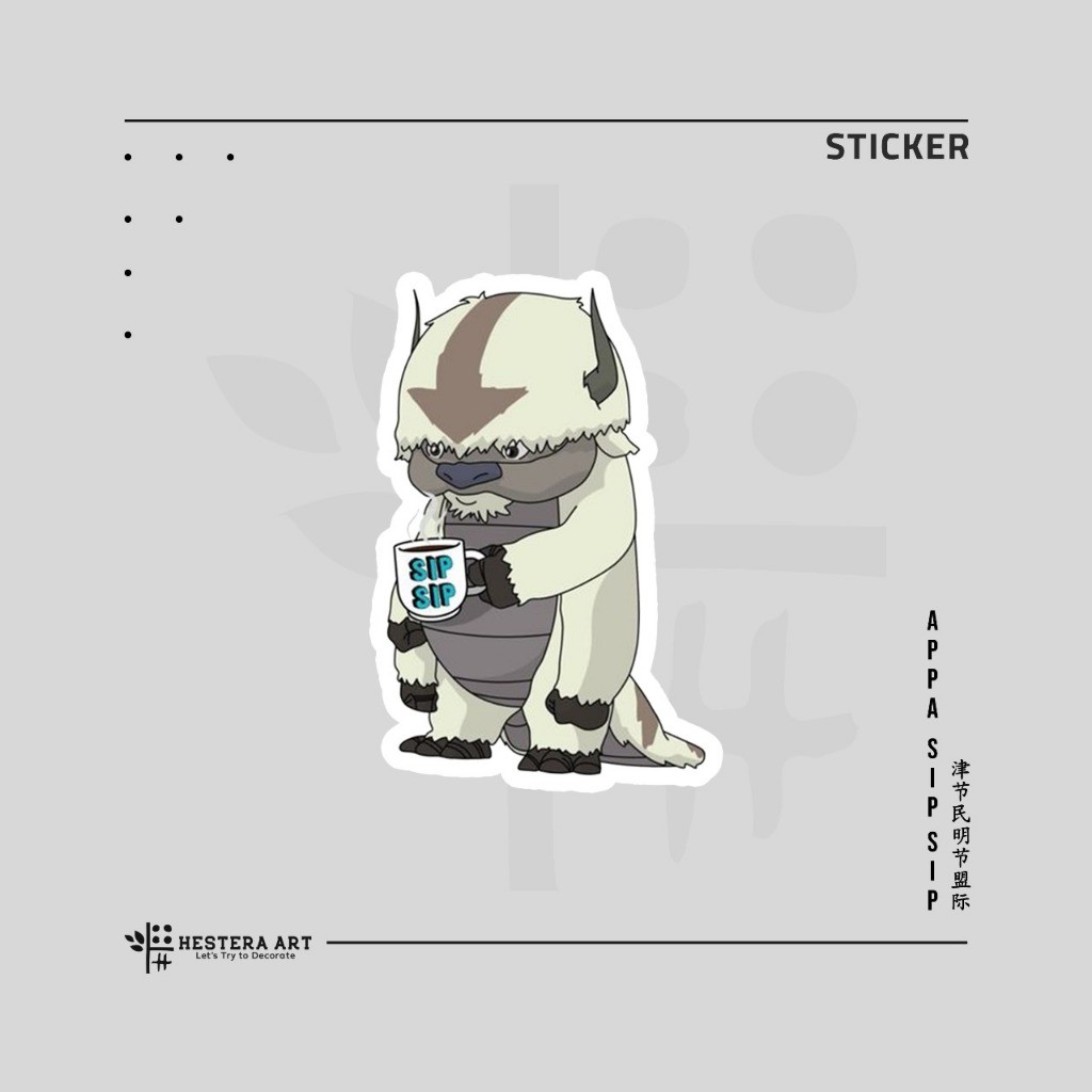 

Stiker Avatar The Legend Of Aang Viynl Laminasi Doff | Sticker Appa "Sip Sip