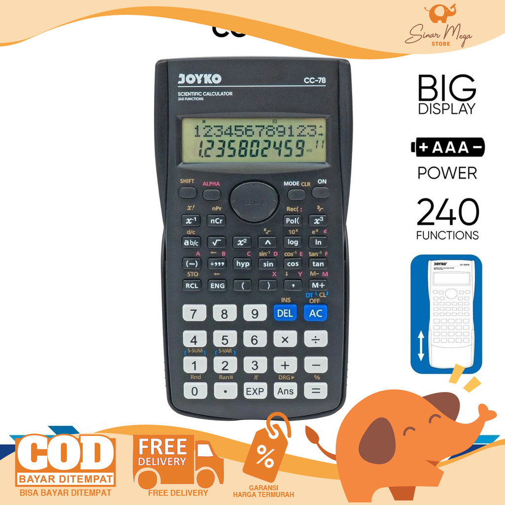 

JOYKO Calculator Scientific CC-78 / Kalkulator Ilmiah 240 Function Murah Berkualitas