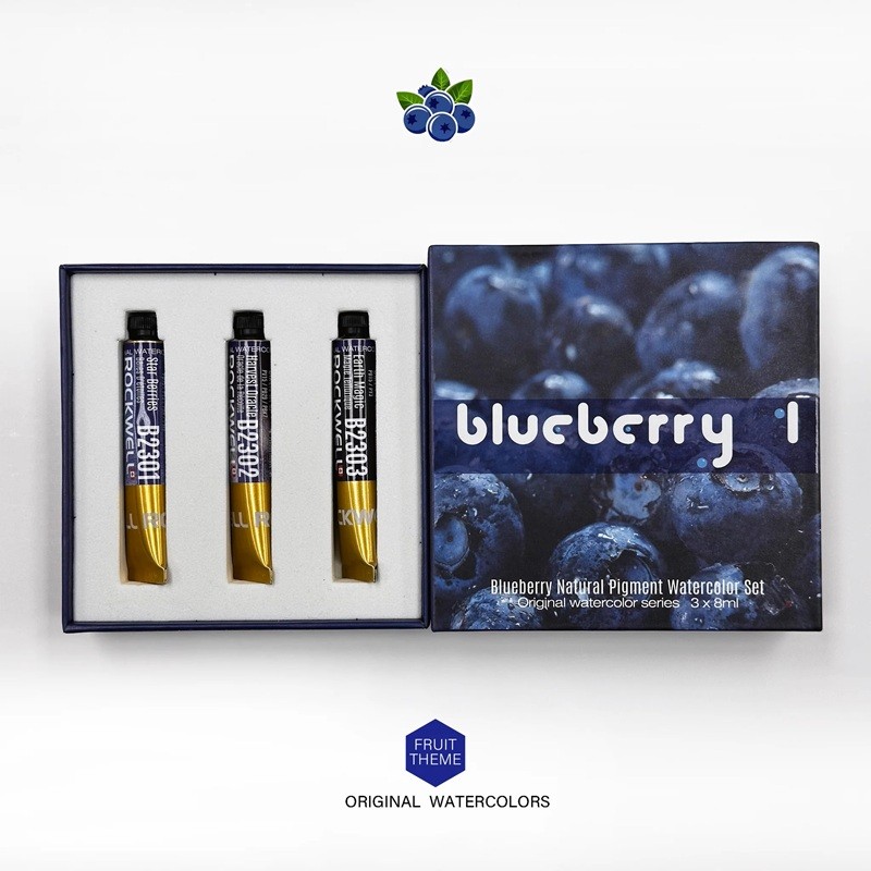 

Rockwell Blueberry natural pigment artists watercolor set original acuarela series 3X8ml
