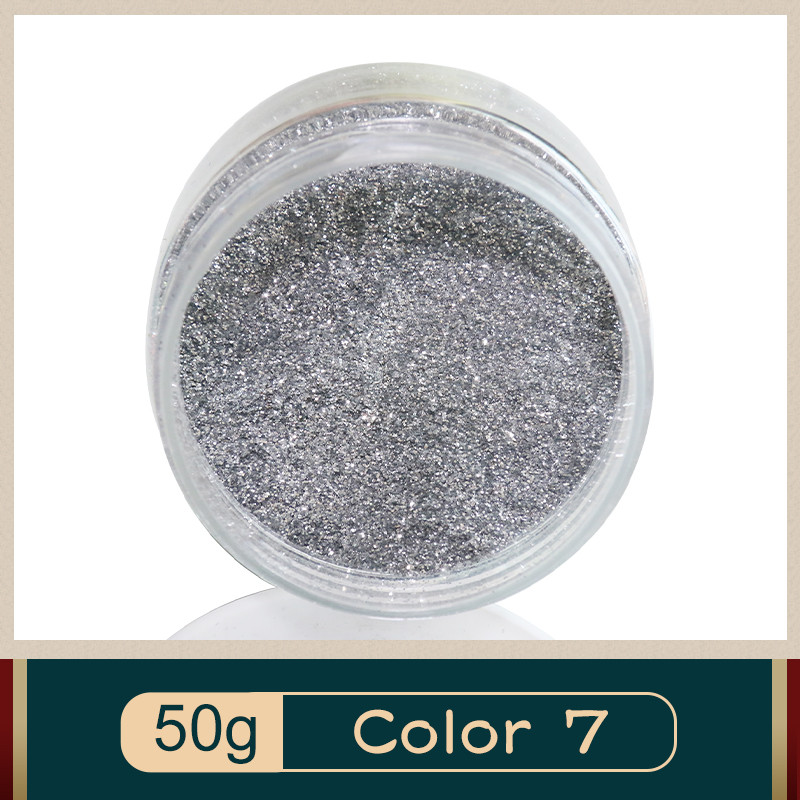 

No.7 Silver Glitter Paint Pearl Powder Coating 50g for Crafts Decorations Nails Pigment Automotive Coatings Ceramic