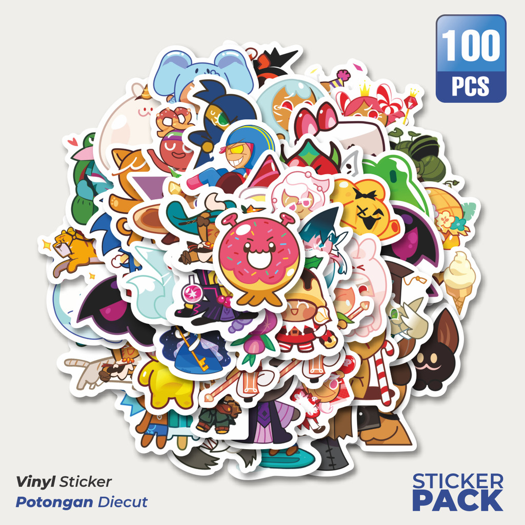 

Stiker Vinyl Stiker Kartun Cookie Run Stiker Waterproof Aesthetic- Untuk Laptop, Motor, dan Helm - Paper Stationery Pack