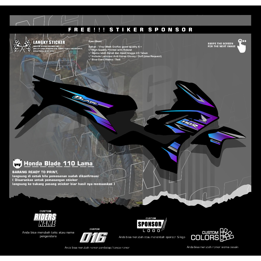 Striping Stiker Blade 110 Lama Variasi Blade 110 Old Desain Racing