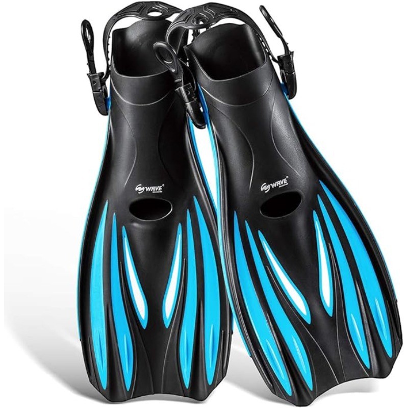 Swimming Fins Snorkel Diving Fins Short Swim Flippers for Training Adjustable Buckles Open Heel Scub