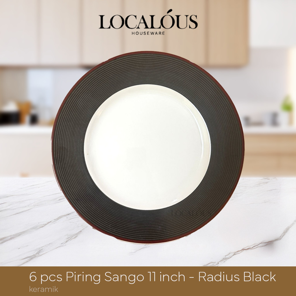 6pcs Piring Makan Ceper Sango Keramik 11inch / 27,5cm- Fine Dining Plates Radius Black Pink Raspberr