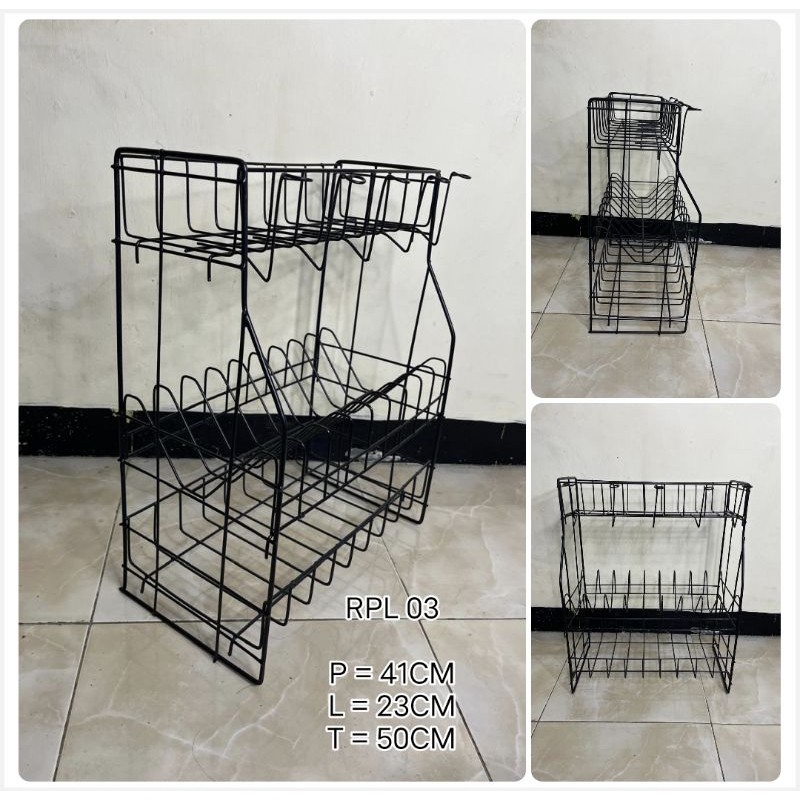 Promo RPL 03 HITAM/RAK PIRING MINIMALIS/RAK DAPUR