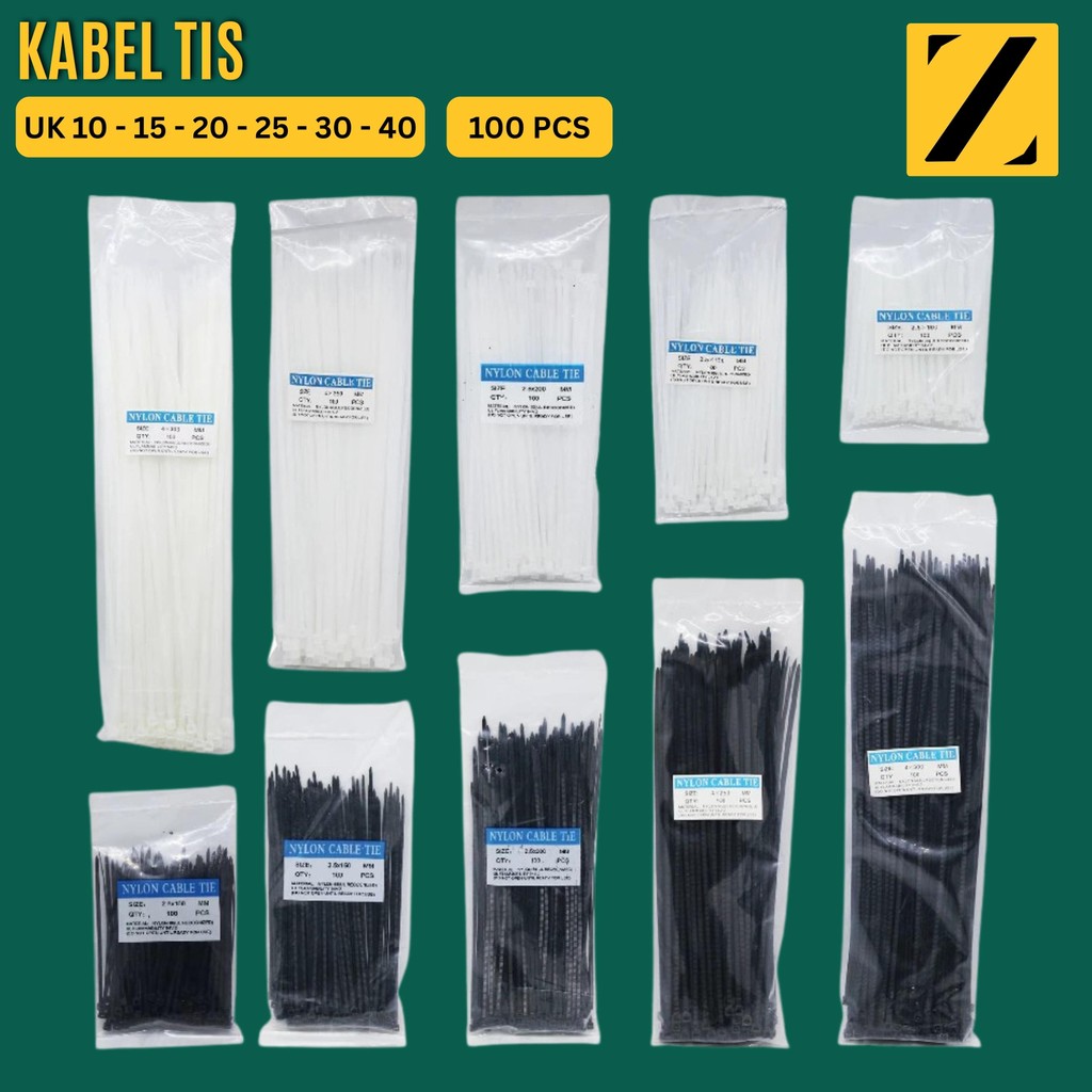 

Kabel Tis isi 100 PCS 10 cm 15 cm 20 cm 25 cm 30 cm 40cm 50 cm Nylon Cable Ties Tie