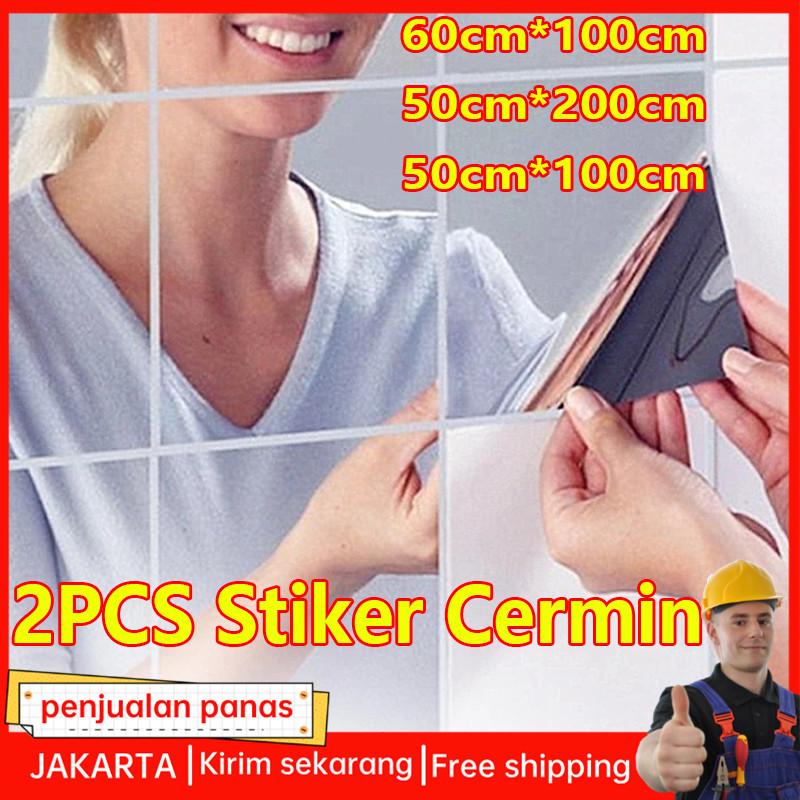 2pcs Cermin Stiker Dinding /Wall Stiker Cermin Dekorasi Dinding /Stiker Cermin Oval Stiker Dinding C
