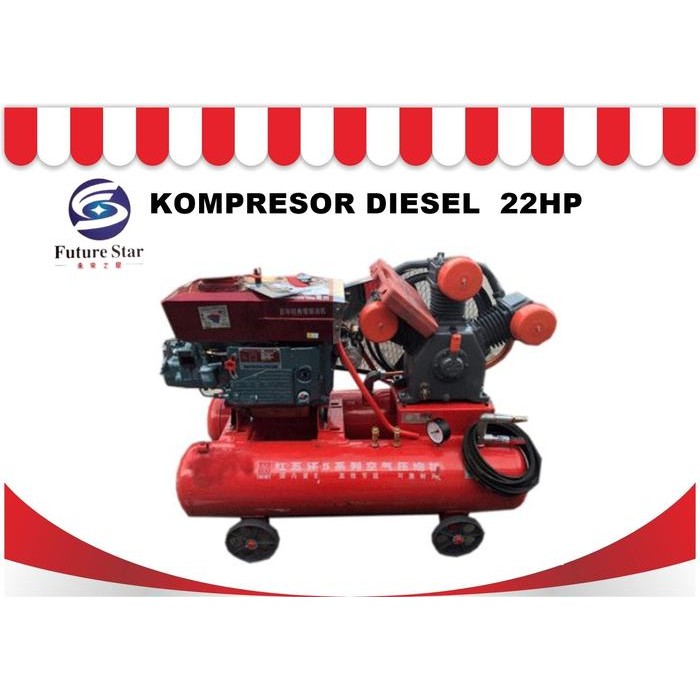 MESIN KOMPRESOR DIESEL ANGIN 2 TABUNG (22HP) Diesel Engine ENGKOL