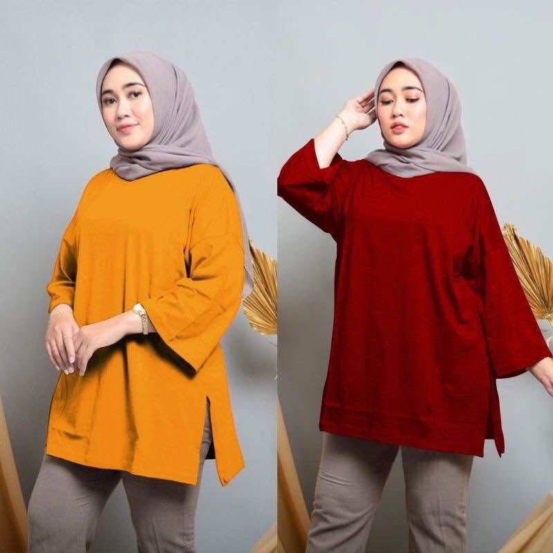 

Kaos Oversize Jumbo Atasan Hijab Muslimah Bahan Babytery Tsirt Polos Cod
