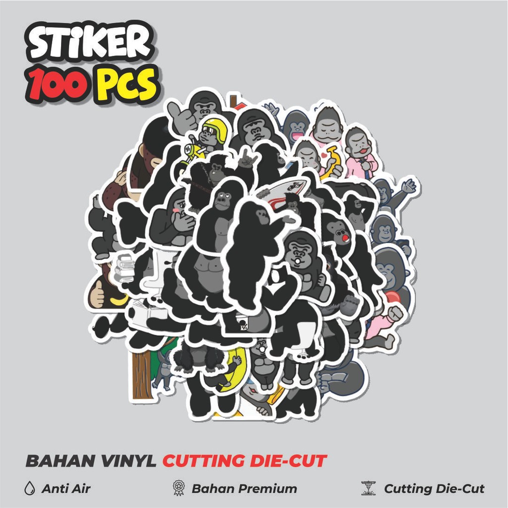 

Terbaru! 50 pcs Stiker Hewan Gorila Dekorasi Lucu Kreatif untuk Notebook, Skateboard, HP