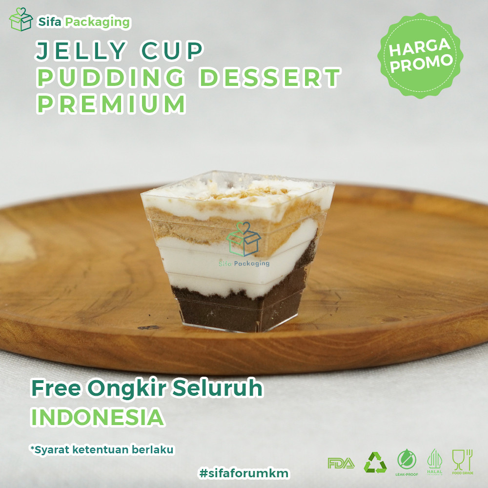Jelly Cup Kotak Cup Pudding Gelas Cup agar-agar Jelly Cup Mini Cup Cetakan Puding Dessert Food Grade