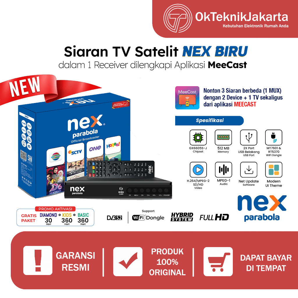 [BISA COD] Receiver Parabola Nex Parabola Biru Hybrid KuBand C Band