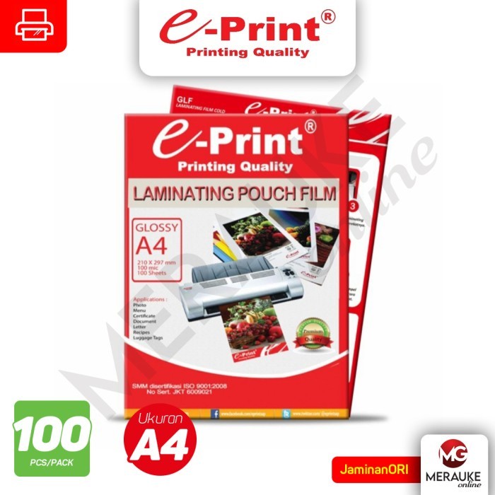 

E-Print Plastik Laminating Pouch Ukuran A4 100 Lembar