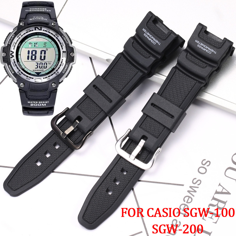 Resin Watch Strap For Casio SGW-100-1V SGW-200 Series Concave Sports Men's Waterproof Strap SGW100 R