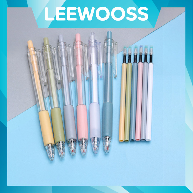 

LEEWOOSS S6054 Pena Hitam Gel 0.5 mm Transparan Pena Gel Hitam Polos Bolpoin Hitam Polos Bolpoin Transparan