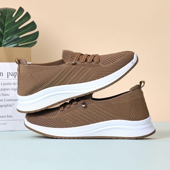 COLLIN Sepatu Slip On Rajut Sneakers Wanita Dewasa Tali Mati Trendy Kekinian Sporty Comfy Casual Sho