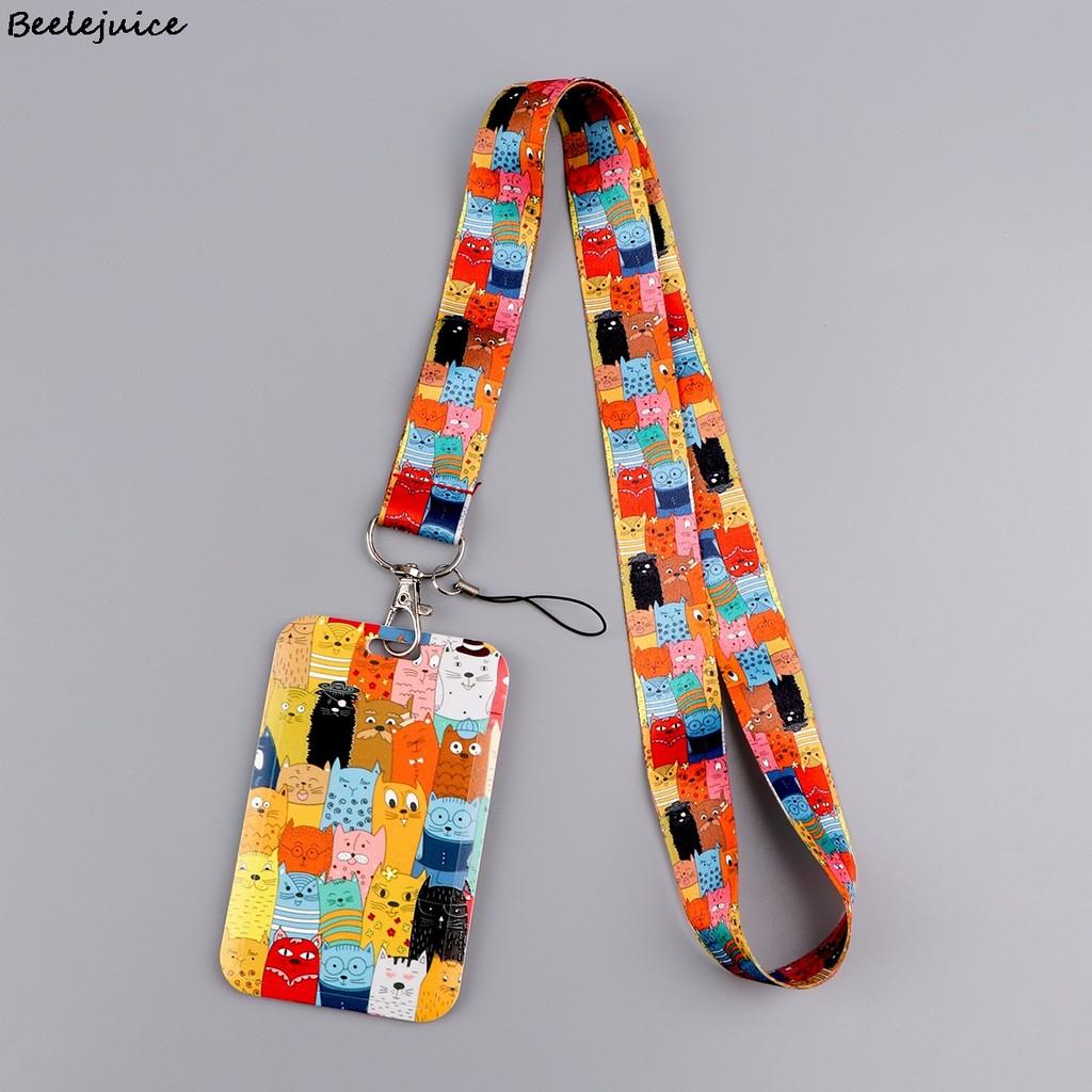 

Cartoon Cats Lanyard ID Badge Holder Bus Pass Case Cover Clip Bank Credit Card Holder Strap Card Holder