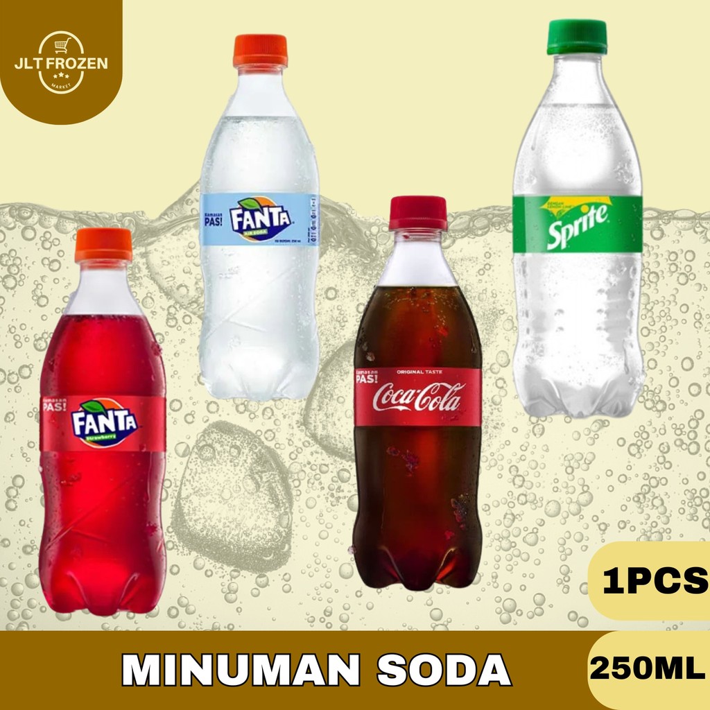 

Minuman Soda / Fanta Soda Water Pet 250ml / Fanta Strawberry Pet 250ml / Sprite Lemon Lime pet 250ml / Coca-Cola Pet 250ml