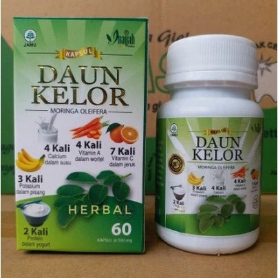 kapsul Kapsul Daun Kelor isi 60 Kapsul Moringa Oleifera Herbal Ekstrak Daun Kelor Asli Inayah ori ke