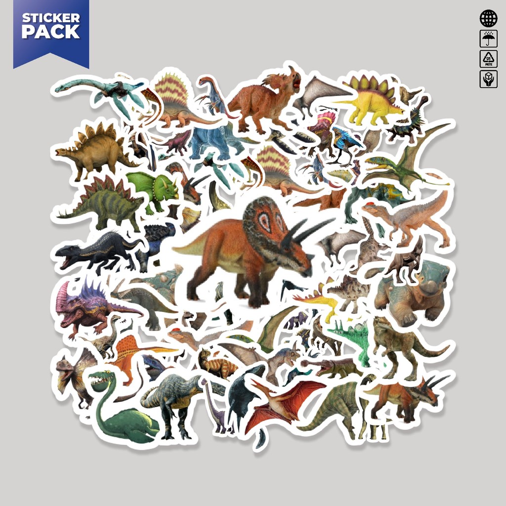 

[100PS]Stiker Pack Stiker Hewan Dinosaurus Dekorasi Lucu Kreatif untuk Notebook, Skateboard, HP