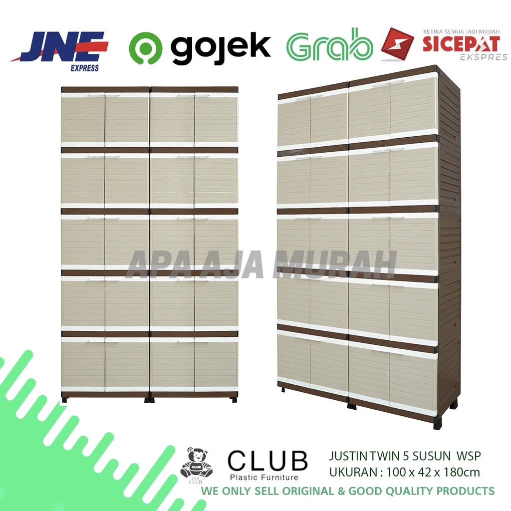 LEMARI PLASTIK RAK 5 SUSUN CLUB JUSTIN TWIN MINIMALIS SERBAGUNA MURAH