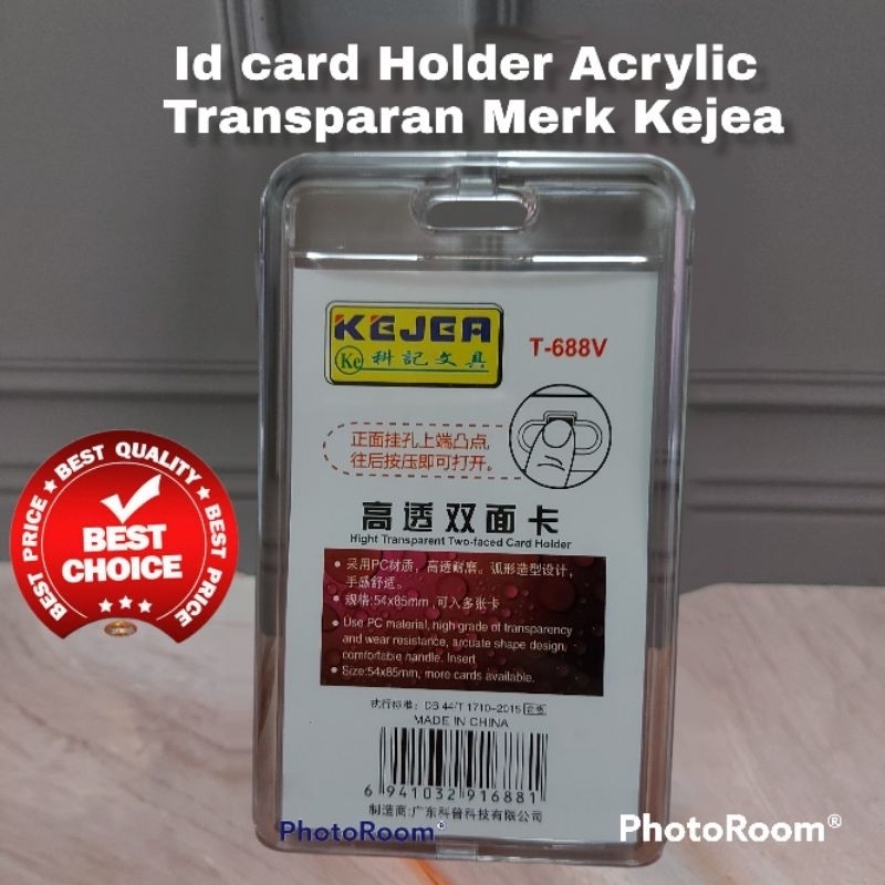Id Card Holder Acrylic Transparant Kejea (50) Nametag Id Card Holder Mika Casing Id Card Merk Kejea