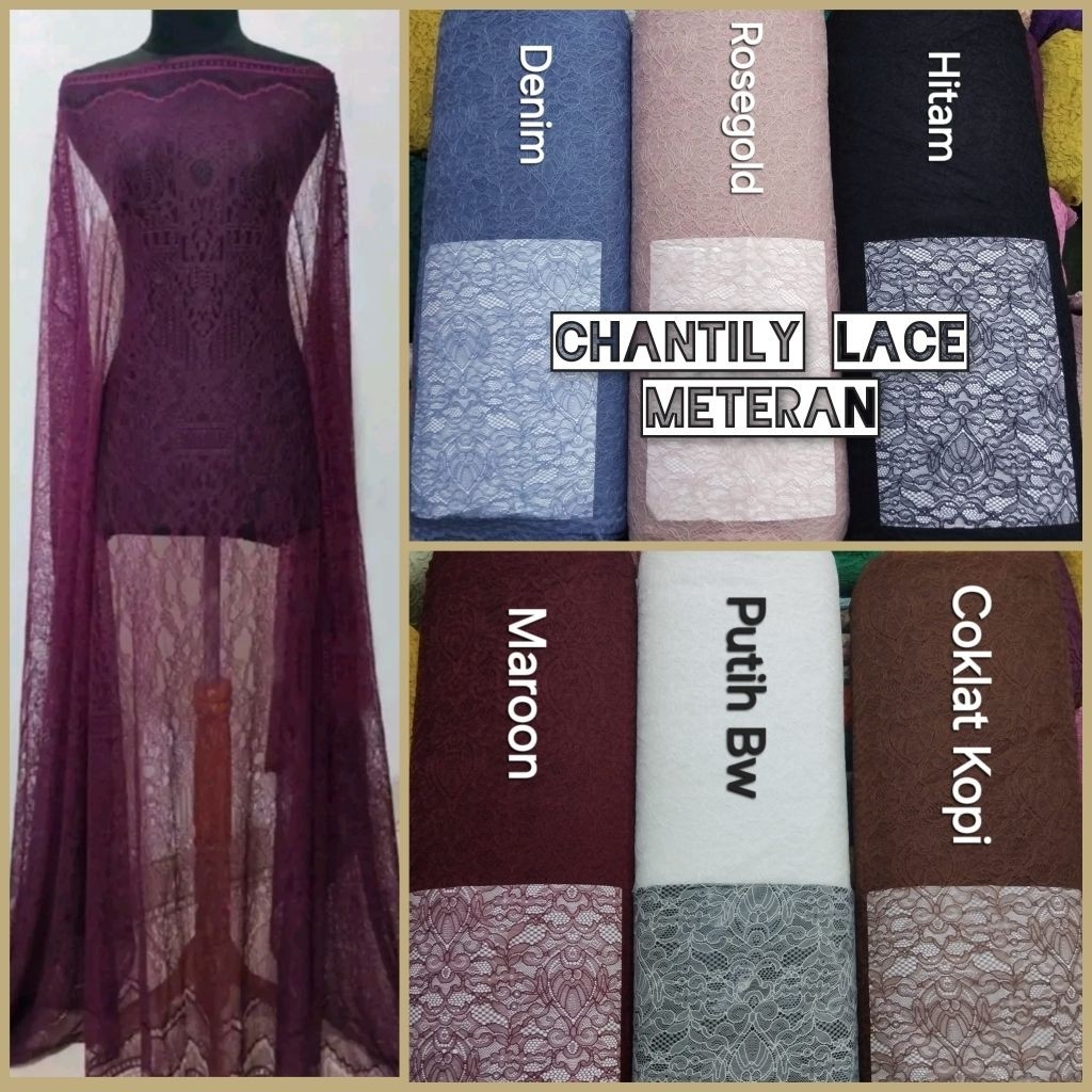 Kain Brokay Chantily Lace Meteran Kain Santili Meteran