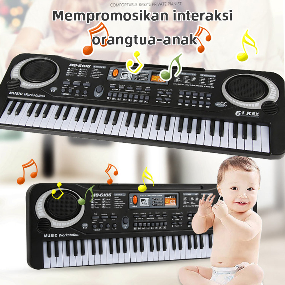 Piano Elektronik Untuk Pemula, Piano Elektronik 61 Tombol, Piano Elektronik Multifungsi, Dengan Mikr