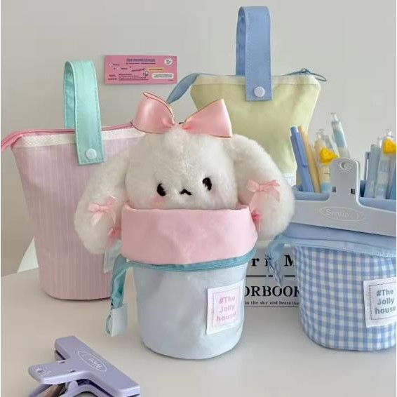 

Tempat Pensil Standing Pouch Make Up Bag Pen Case PLAID KOREAN STYLE