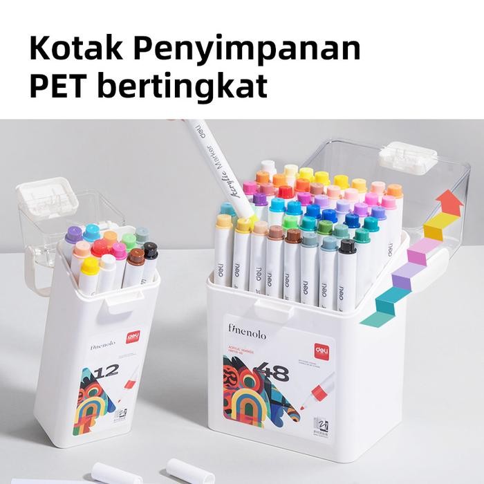 

TERLARIS! Deli Spidol Akrilik / Acrylic Marker Water Based Warna Cerah HM118 - 12 Warna