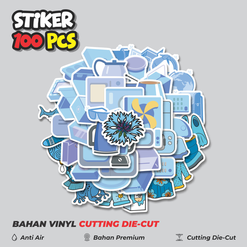 

Terbaru! 50 pcs Stiker Object Warna Biru Dekorasi Lucu Kreatif untuk Notebook, Skateboard, HP