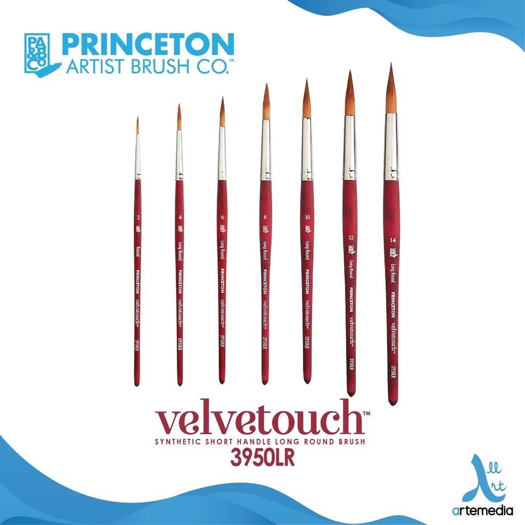 

Princeton Velvetouch 3950LR Long Round Synthetic Watercolor Brush Short Handle Kuas Lukis