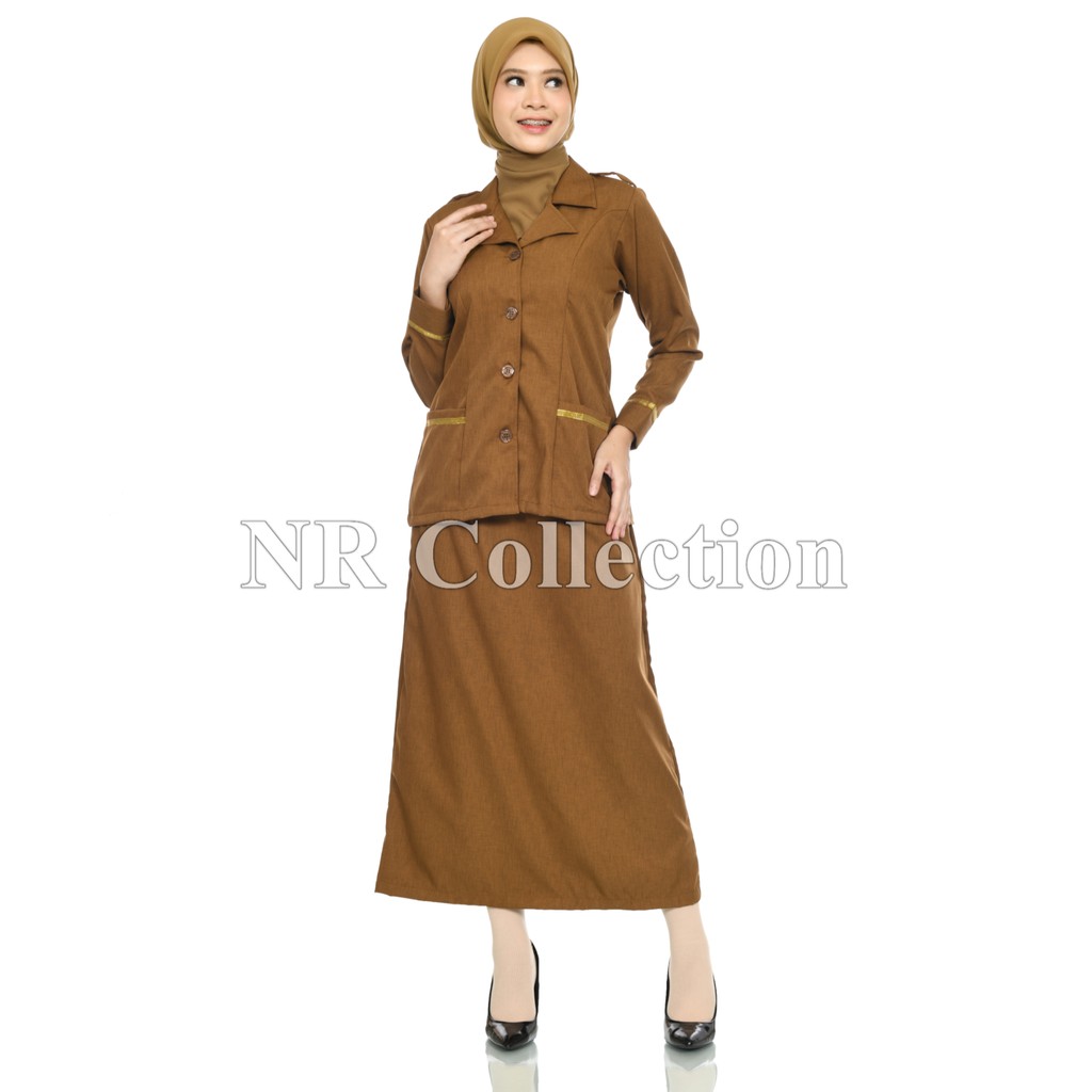 Seragam PNS Khaki Panjang – Kemeja Wanita Formal Model List – Baju Dinas Panjang, Nyaman & Rapi