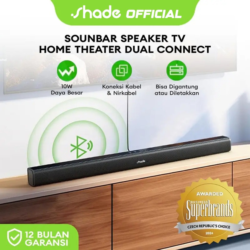 SHADE Speaker TV Soundbar Wireless Bluetooh 5.3 Home Theater Dual Connection Ultra compact Design Ga