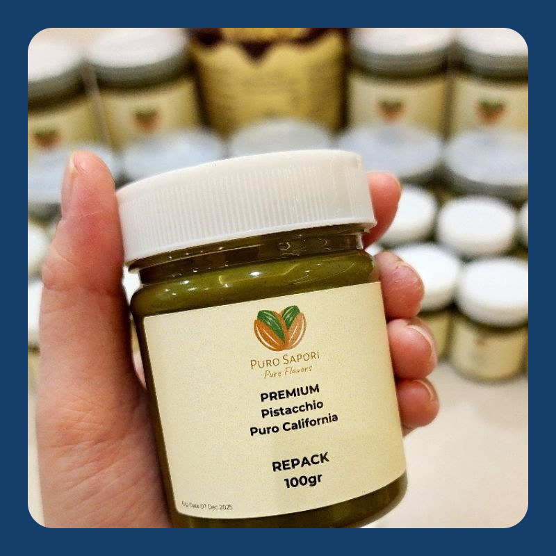 

MEC3 Premium Pistachio Paste Pure 100% California 100 gr Bahan Gelato Baking Kunafa Coklat Dubai