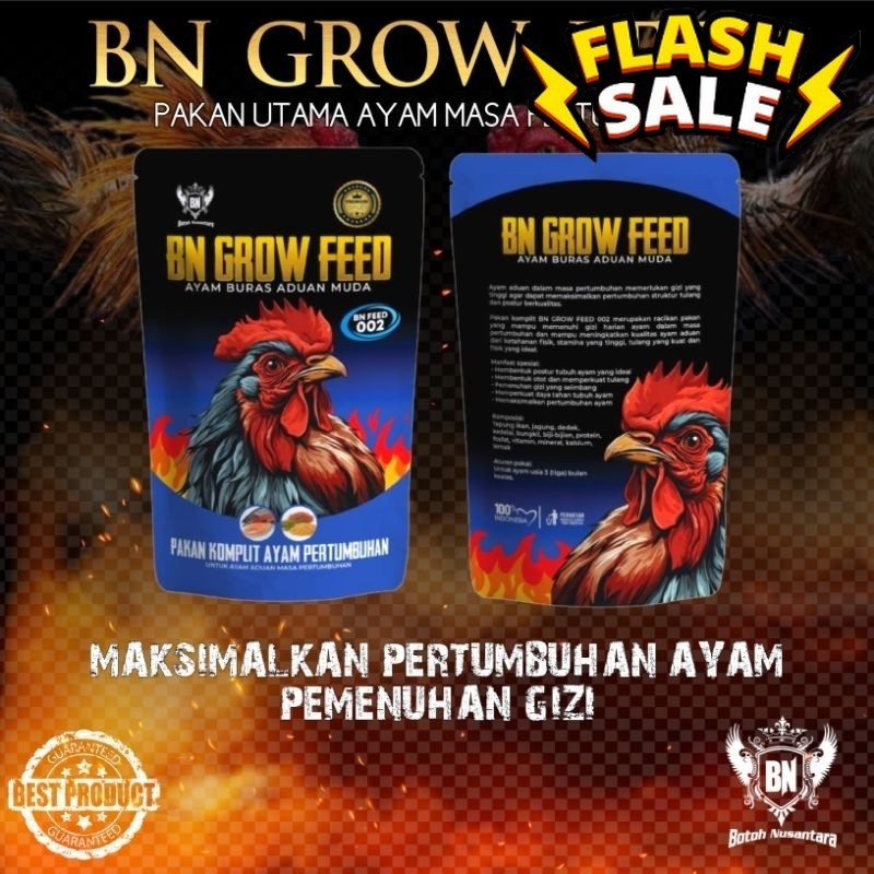 Obat Ayam petarung Beringas BN GROW FEED pakan siapan untuk umur 3 bulan keatas memperkuat daya taha